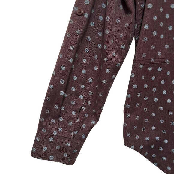 Columbia Womens M Burgandy Polka Dot Long Sleeve Button-Up Shirt M Fall Casual - Picture 5 of 9